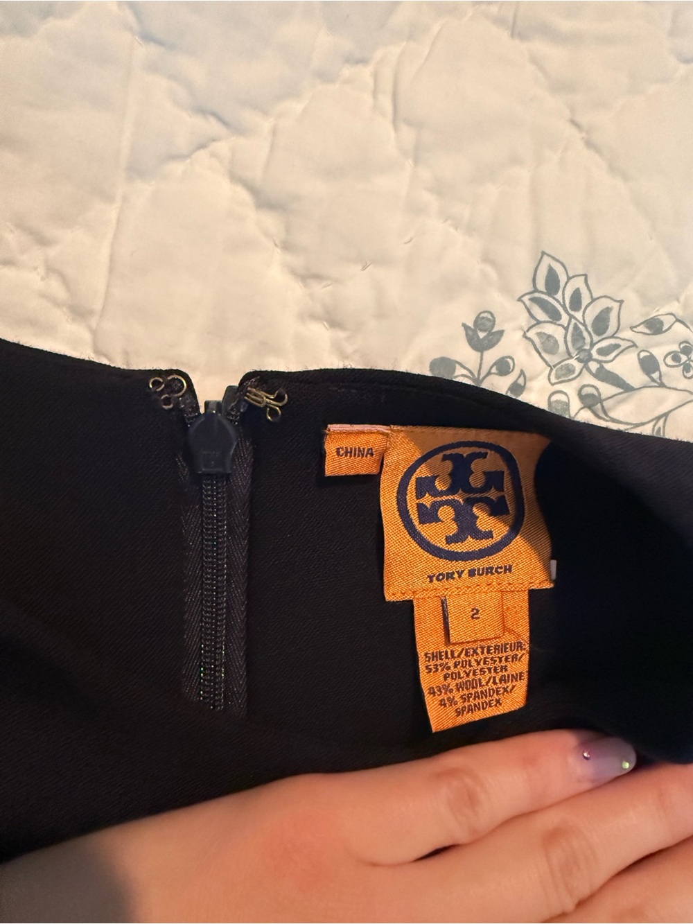 Tory Burch Navy Sleeveless Midi Dress with Gold Medallion Buttons - Picture 4 of 5